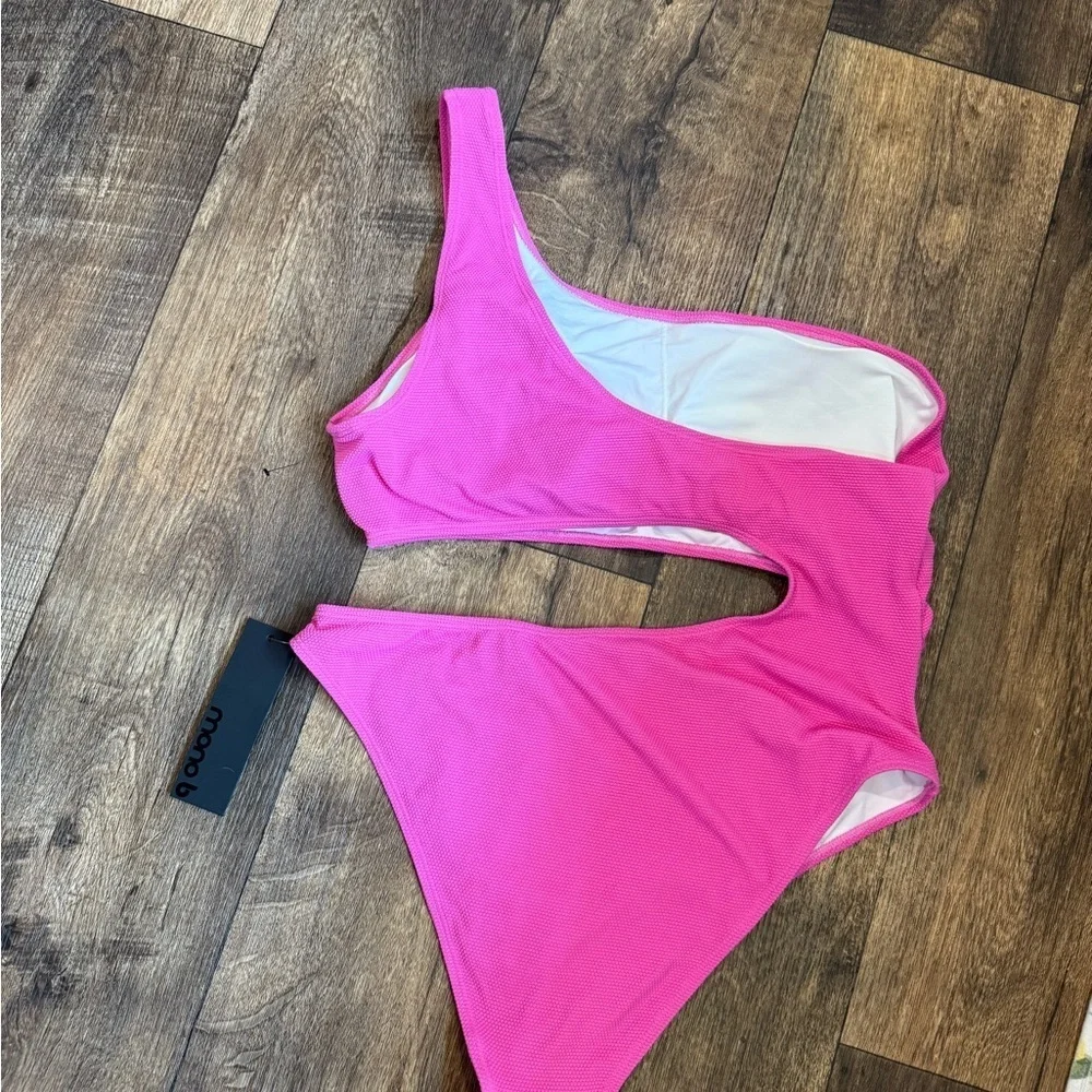 Pink One Piece Swimsuit with Wide Straps